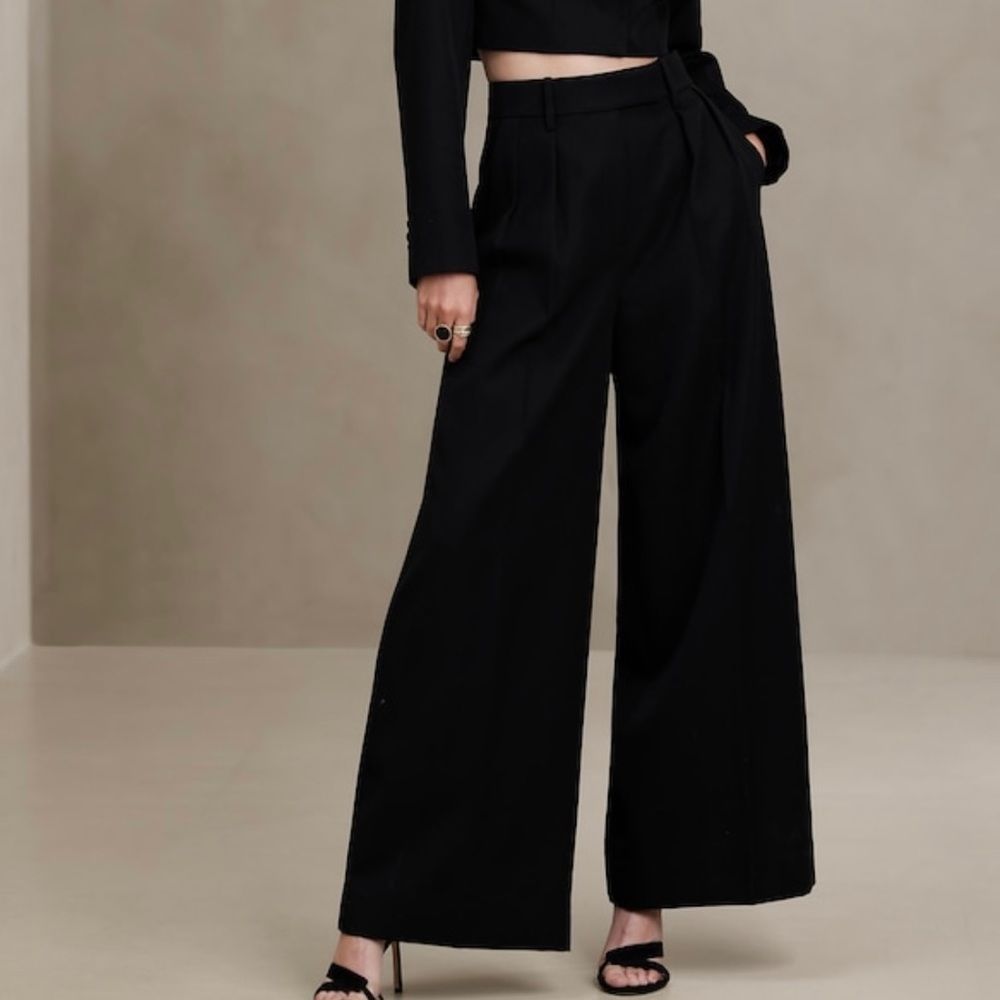 BANANA REPUBLIC Cara Wool-Blend Pant, Black, Size 6 NWT Retail $170